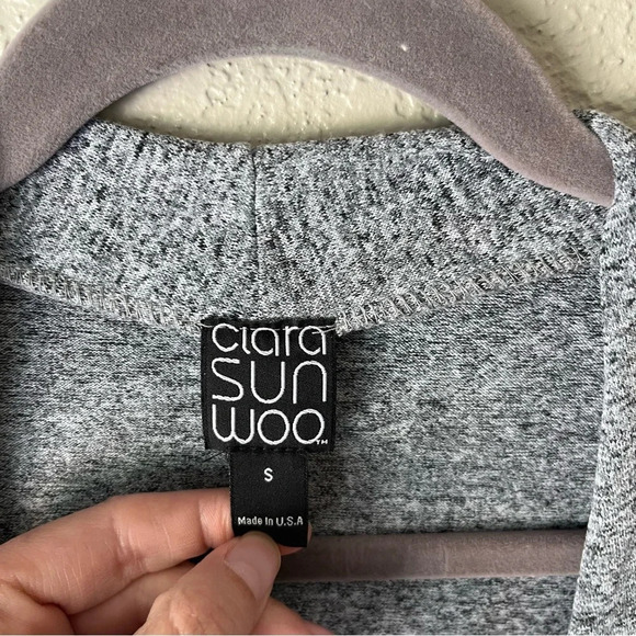 Clara Sun Woo Cardigan Women's Small Longline Heather Gray Open Front Cozy - Picture 7 of 9